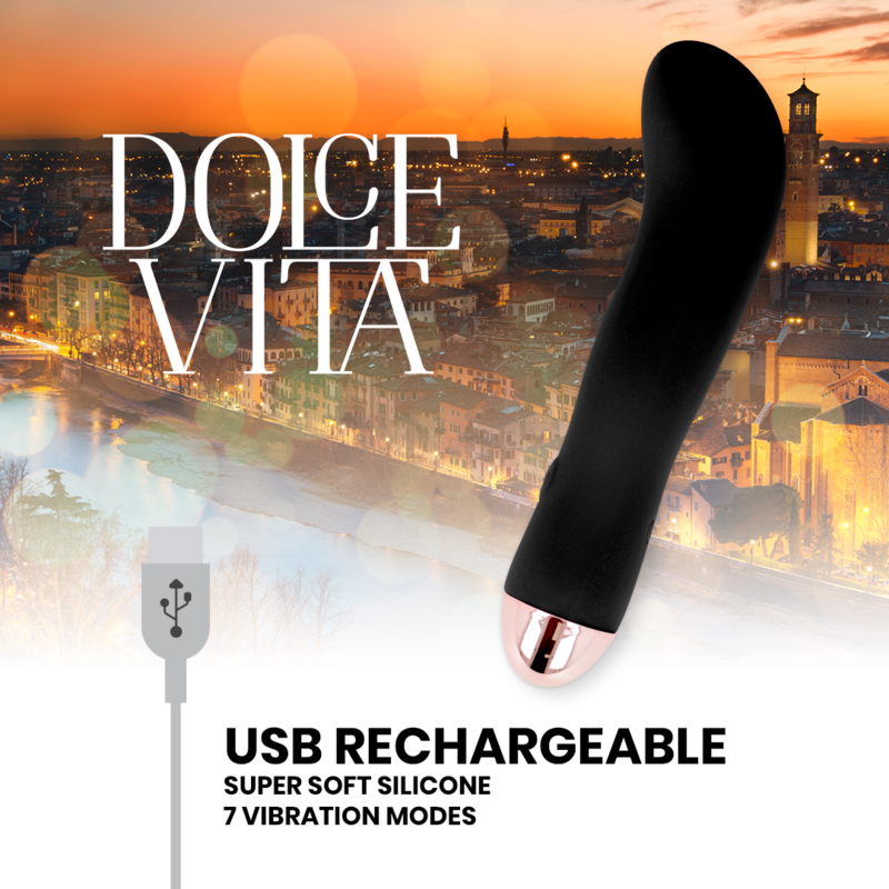 DOLCE VITA - AUFLADBARER VIBRATOR ZWEI SCHWARZ 7 GESCHWINDIGKEIT