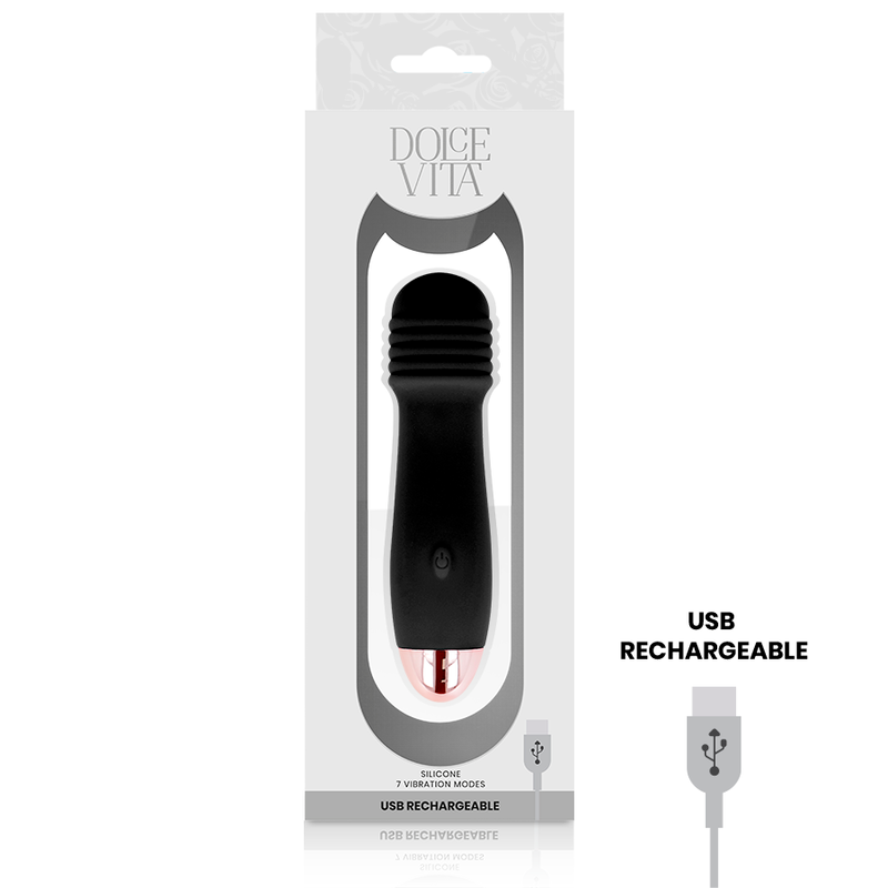 DOLCE VITA - AUFLADBARER VIBRATOR DREI SCHWARZ 7 GESCHWINDIGKEIT