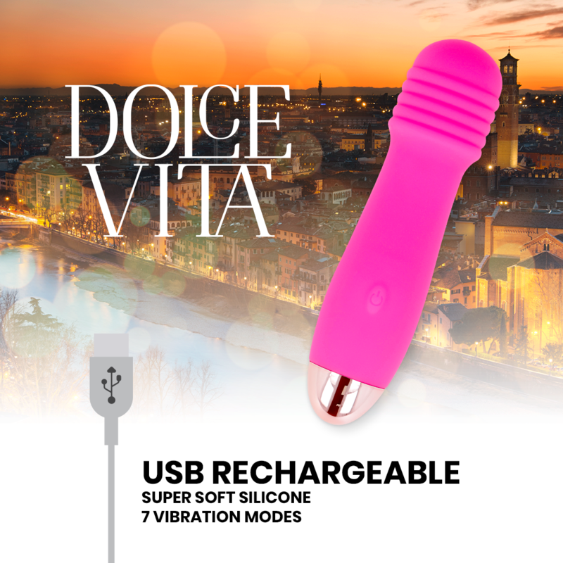 DOLCE VITA - AUFLADBARER VIBRATOR DREI ROSA 7 GESCHWINDIGKEITEN