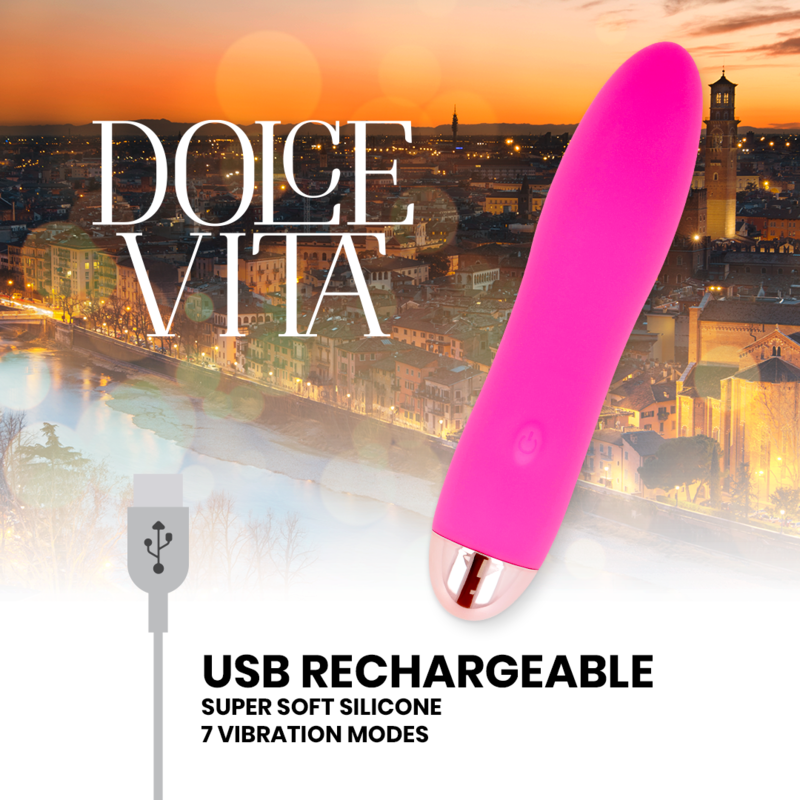 DOLCE VITA - AUFLADBARER VIBRATOR VIER ROSA 7 GESCHWINDIGKEITEN