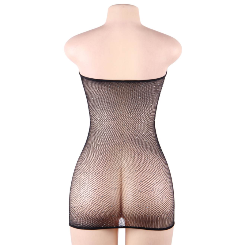 QUEEN LINGERIE - NETZKÖRPERKLEID MIT DIAMANTEN S/L