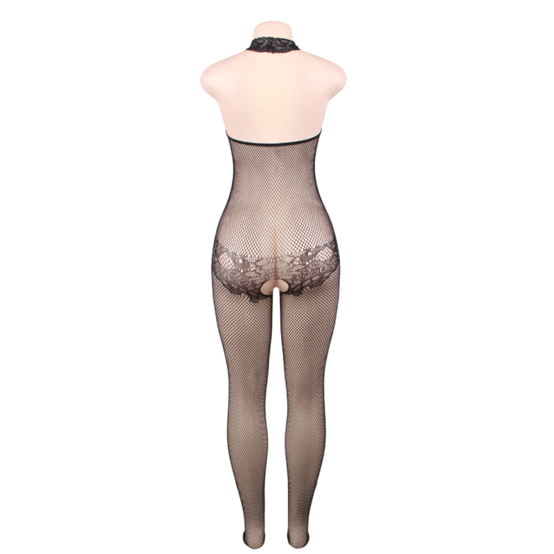 QUEEN LINGERIE - BODYSTOCKING MIT ÖFFNUNG UND BLUMENSPITZE S/L