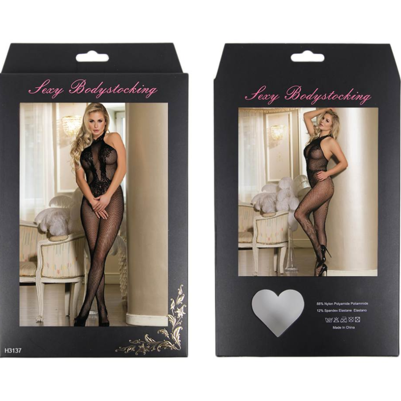 QUEEN LINGERIE - BODYSTOCKING MIT ÖFFNUNG UND BLUMENSPITZE S/L