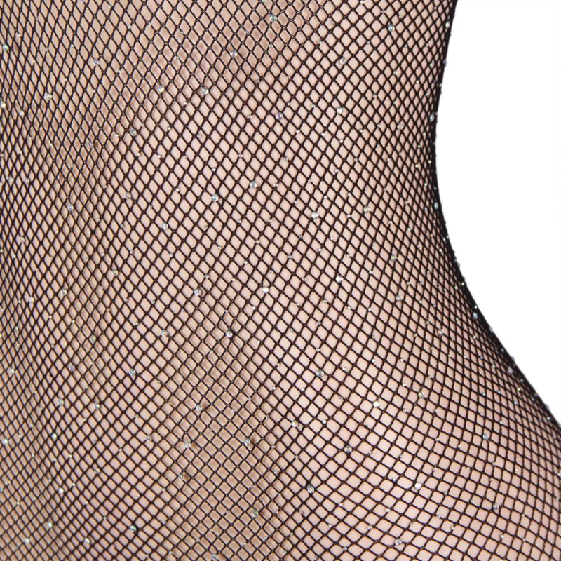 QUEEN LINGERIE - LANGARM-BODYSTOCKING MIT DIAMANTEN S/L