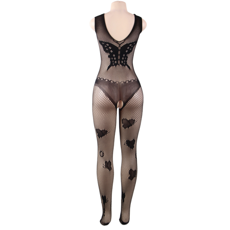 QUEEN LINGERIE - BODYSTOCKING MIT SCHMETTERLINGSBESTICKUNG S/L