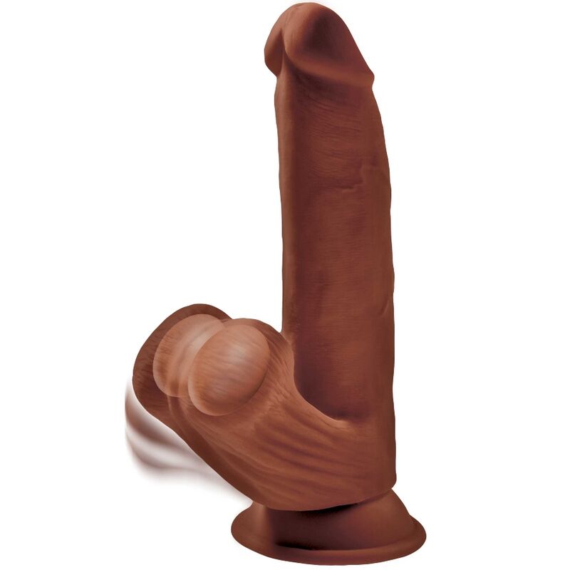 KING COCK - PLUS 3D DILDO SWINGING BALLS 24.5 CM BRAUN