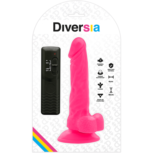 DIVERSIA - FLEXIBLER VIBRIERENDER DILDO ROSA 18 CM -O- 4 CM