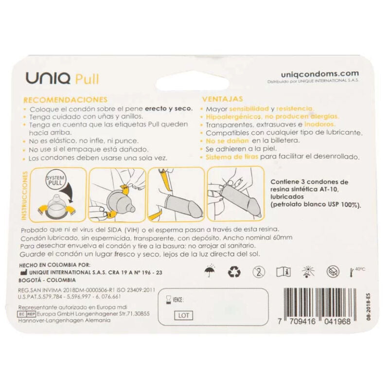 UNIQ - PULL LATEXFREIE KONDOME MIT STREIFEN 3 EINHEITEN