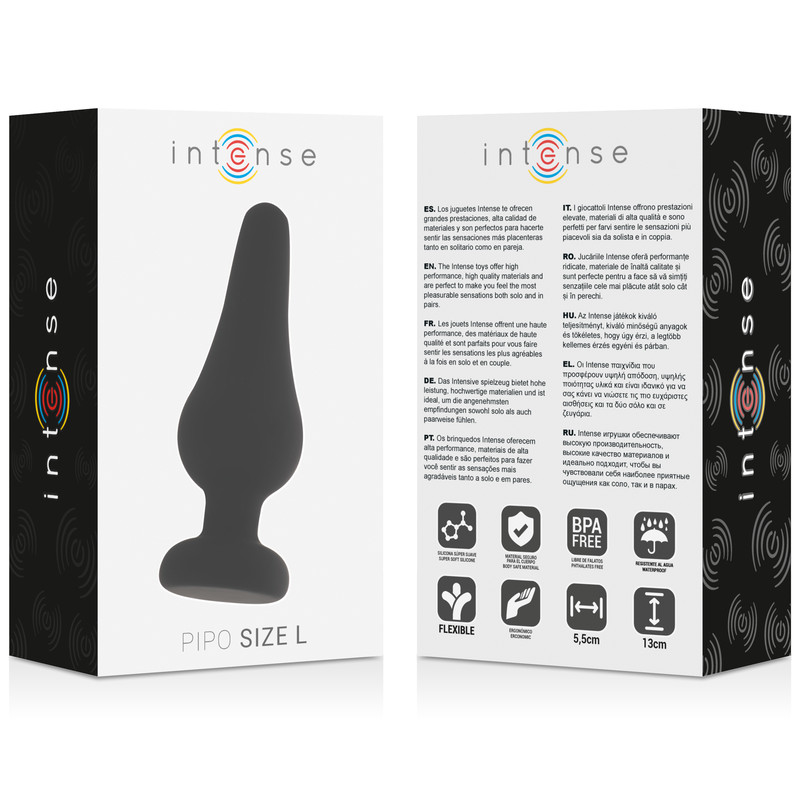 INTENSE - ANALPLUG PIPO L SCHWARZES SILIKON 13 CM