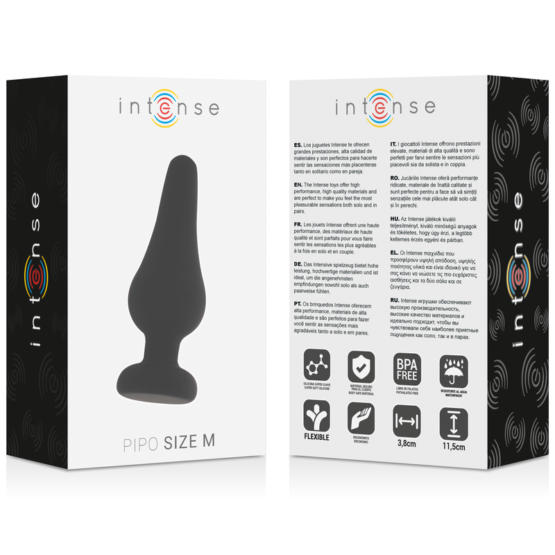 INTENSE - ANALPLUG PIPO M SCHWARZES SILIKON 11 CM