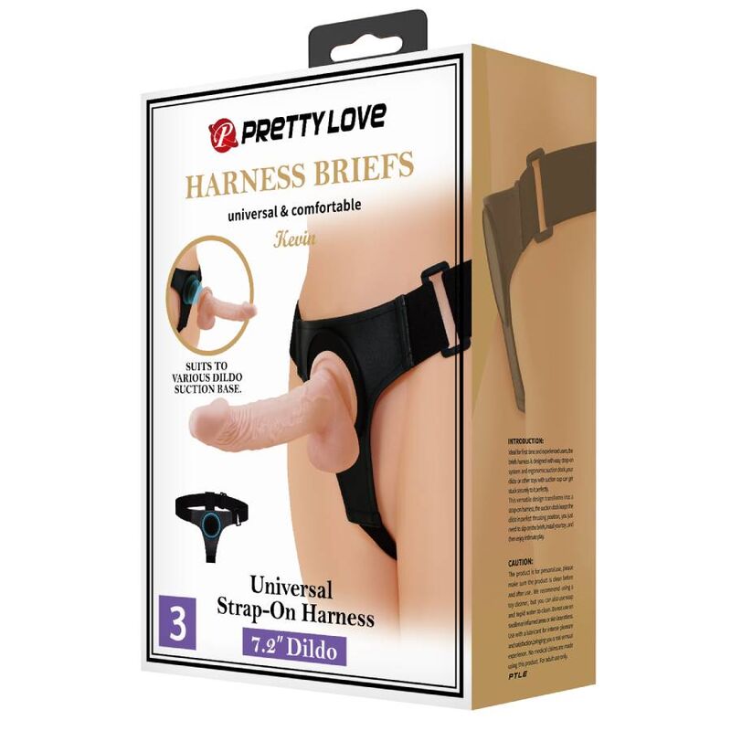 PRETTY LOVE - HARNESS-HOSE UNIVERSAL-HARNESS MIT DILDO KEVIN 19 CM NATURAL