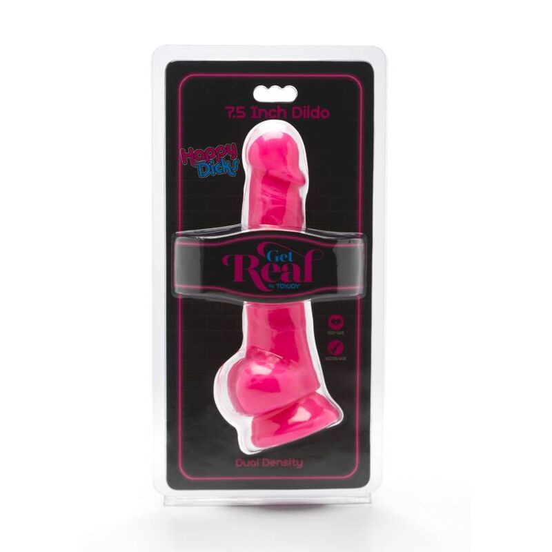 GET REAL - HAPPY DICKS 19 CM MIT BLLEN ROSA