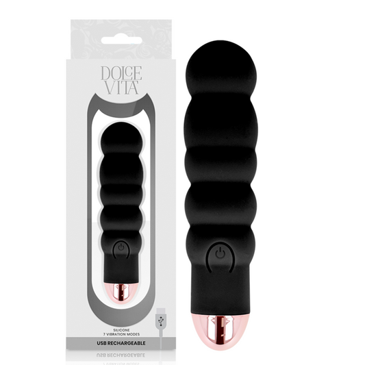 DOLCE VITA - AUFLADBARER VIBRATOR SECHS SCHWARZ 7 GESCHWINDIGKEITEN