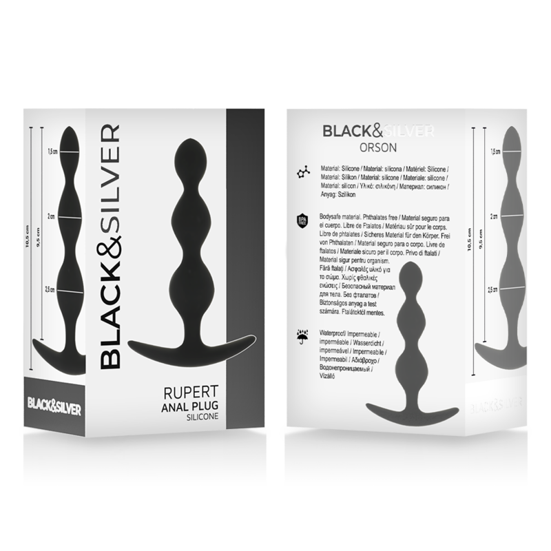 BLACK&SILVER - RUPERT ANALKUGELKETTE 10 CM