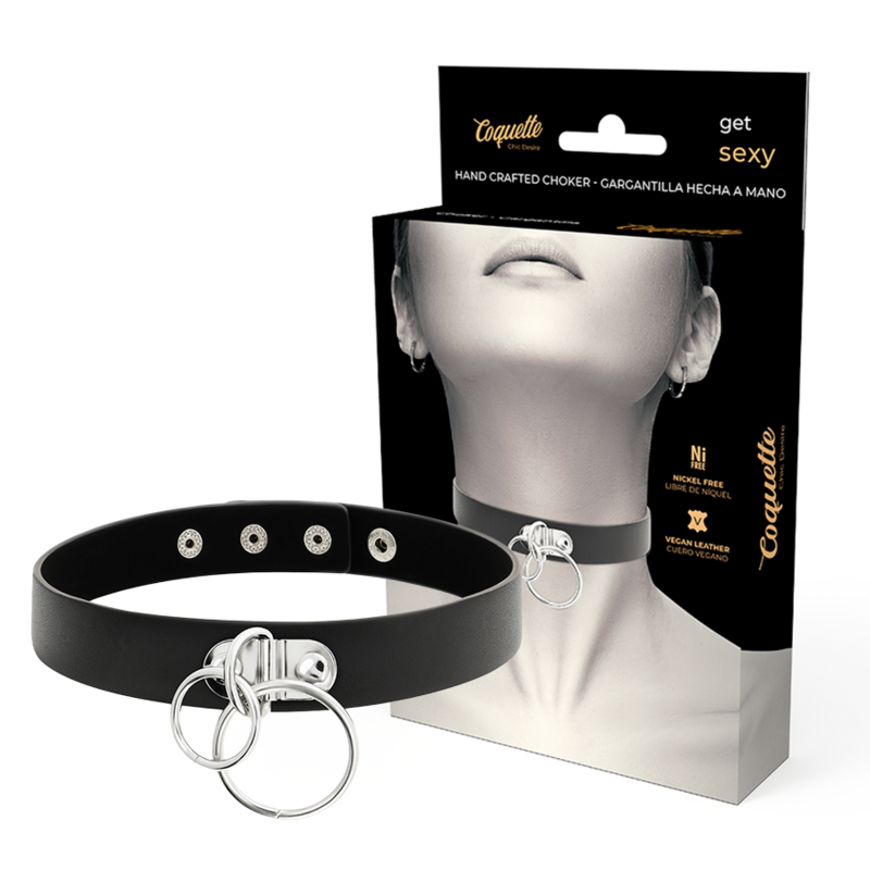 COQUETTE CHIC DESIRE - DOPPELRING-HALSBAND AUS VEGANEM LEDER