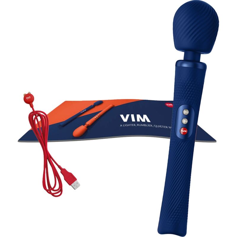 FUN FACTORY - VIM SILIKON WIEDERAUFLADBARER, VIBRIERENDER, GEWICHTETER RUMBLE WAND MITTERNACHTSBLAU