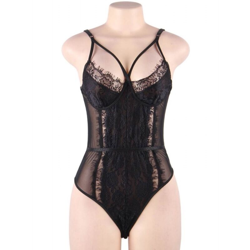 QUEEN LINGERIE - SCHWARZER SPITZEN-TEDDY S/M