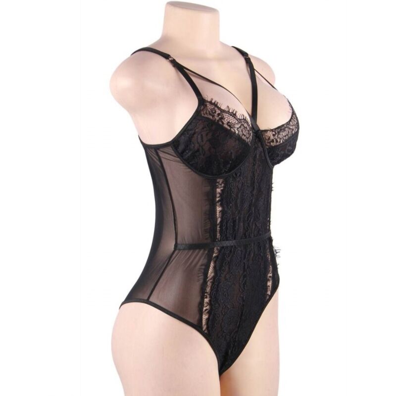 QUEEN LINGERIE - SCHWARZER SPITZEN-TEDDY S/M