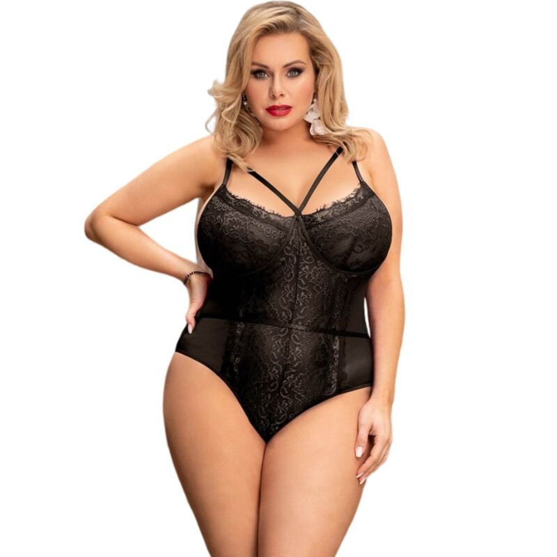 QUEEN LINGERIE - SCHWARZER SPITZEN-TEDDY S/M