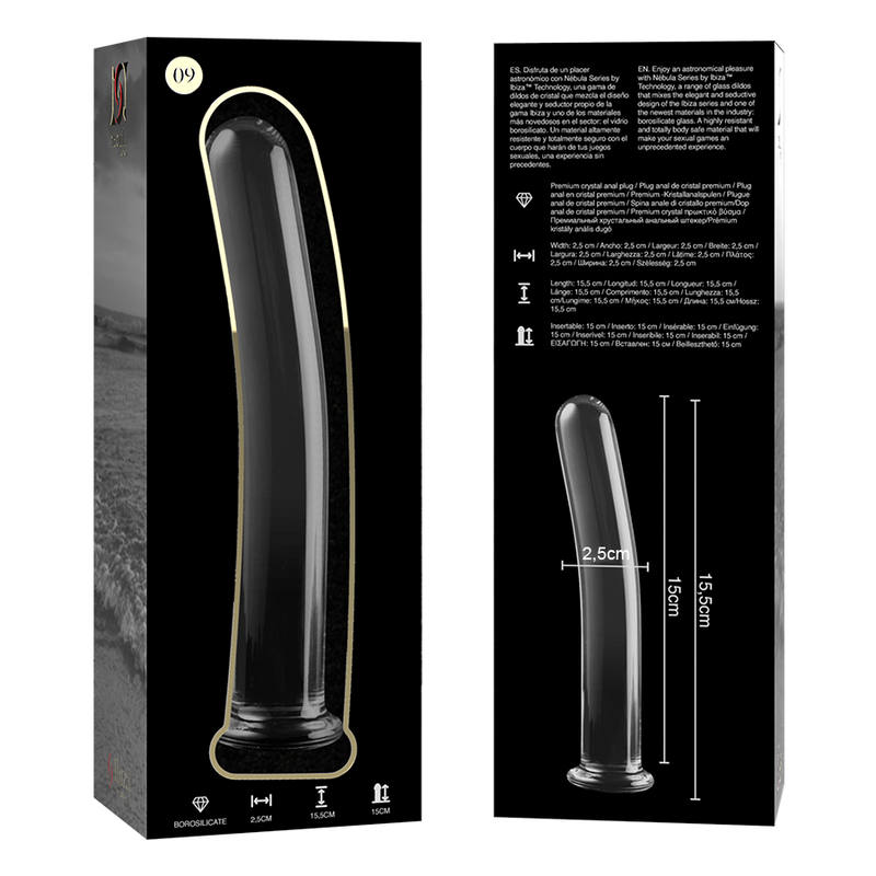 NEBULA SERIES BY IBIZA - MODELL 9 DILDO BOROSILIKATGLAS KLAR 15.5 CM -O- 2.5 CM