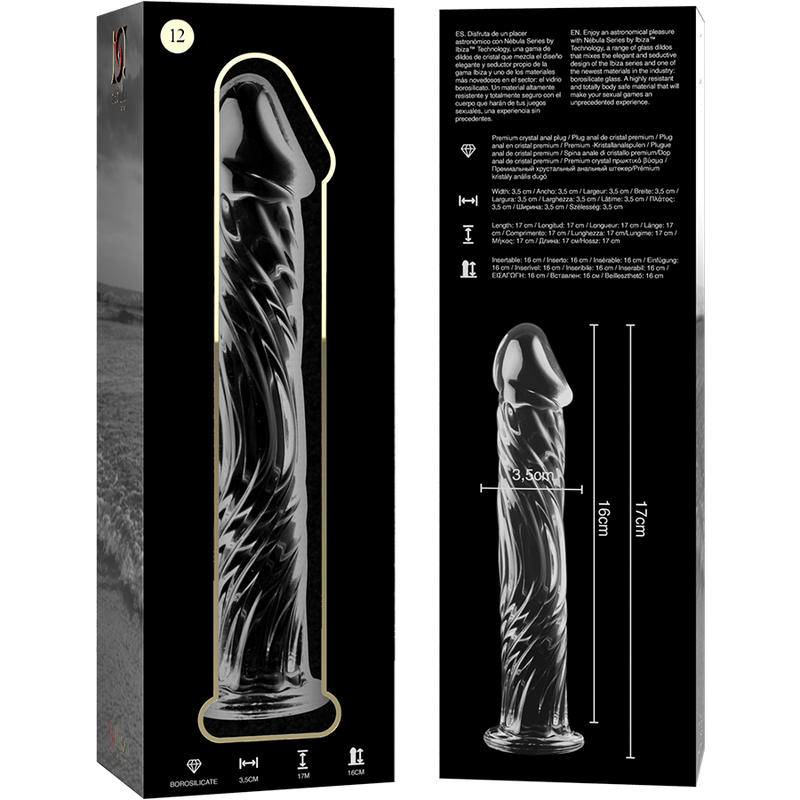 NEBULA SERIES BY IBIZA - MODELL 12 DILDO BOROSILIKATGLAS KLAR 17 CM -O- 3.5 CM