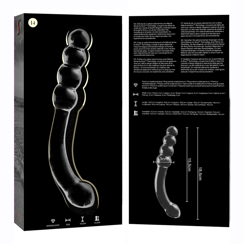 NEBULA SERIES BY IBIZA - MODELL 14 DILDO BOROSILIKATGLAS KLAR 18.5 CM -O- 3 CM