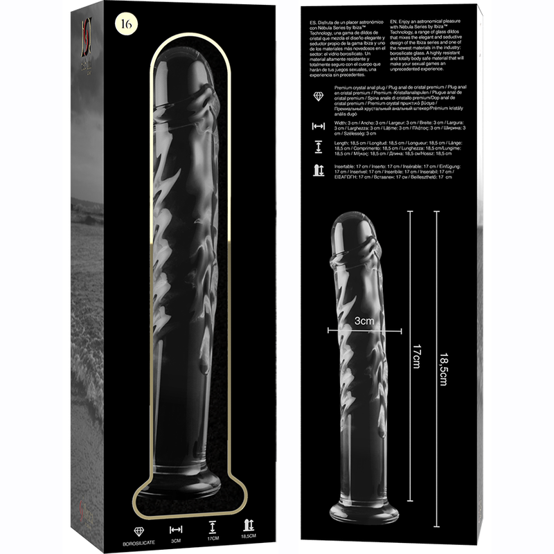 NEBULA SERIES BY IBIZA - MODELL 16 DILDO BOROSILIKATGLAS KLAR 18.5 CM -O- 3 CM