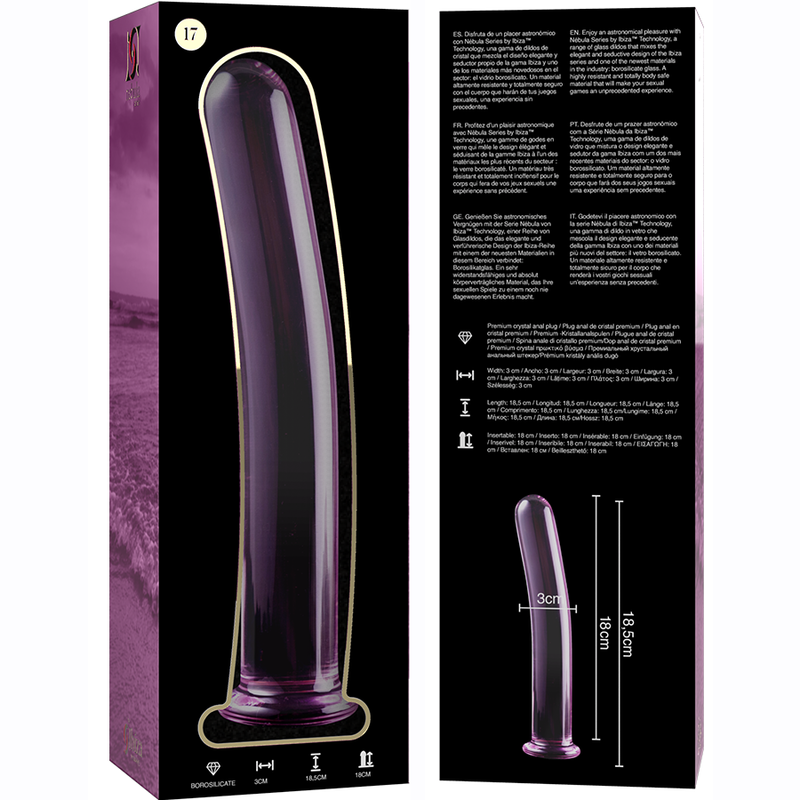 NEBULA SERIES BY IBIZA - MODELL 17 DILDO BOROSILIKATGLAS KLAR 18.5 CM -O- 3 CM