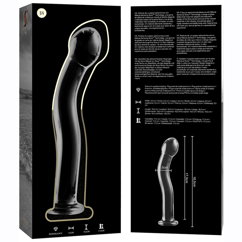 NEBULA SERIES BY IBIZA - MODELL 18 DILDO BOROSILIKATGLAS KLAR 18.5 CM -O- 3.5 CM