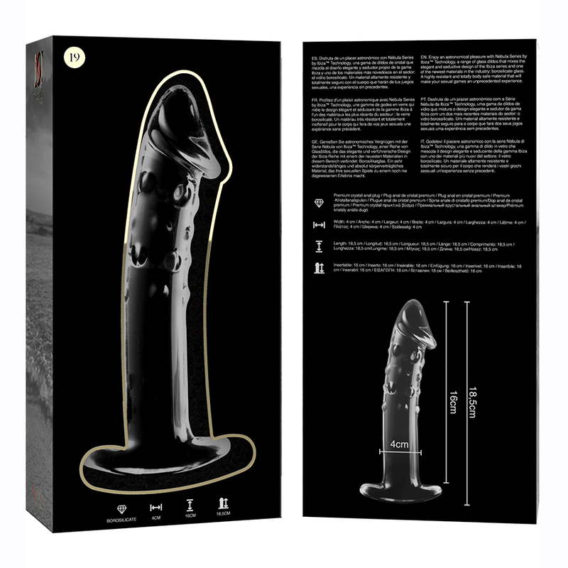 NEBULA SERIES BY IBIZA - MODELL 19 DILDO BOROSILIKATGLAS KLAR 18.5 CM -O- 4 CM