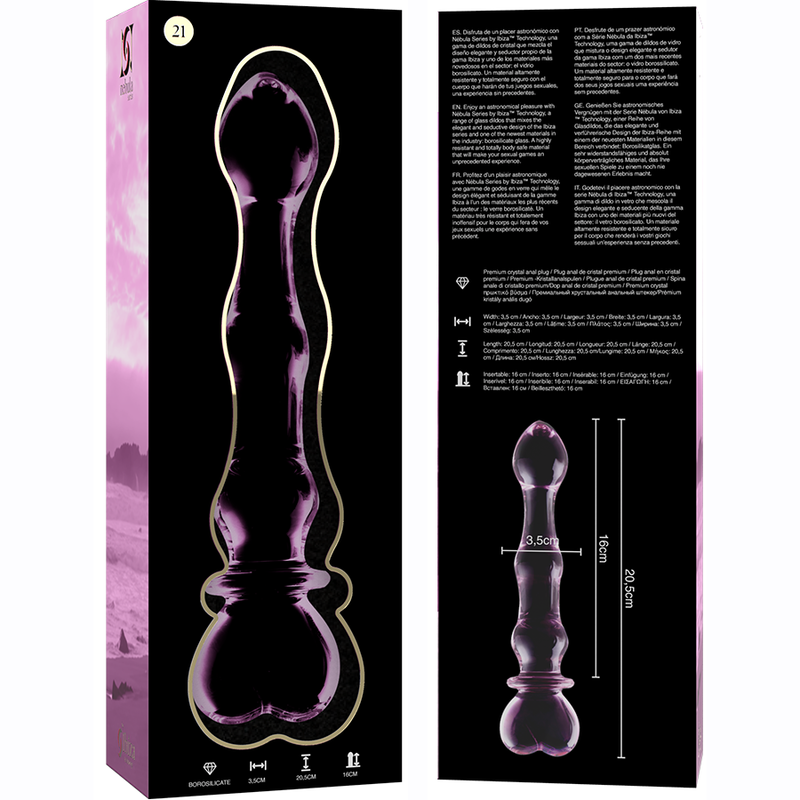 NEBULA SERIES BY IBIZA - MODELL 21 DILDO BOROSILIKATGLAS KLAR 20.5 CM -O- 3.5 CM