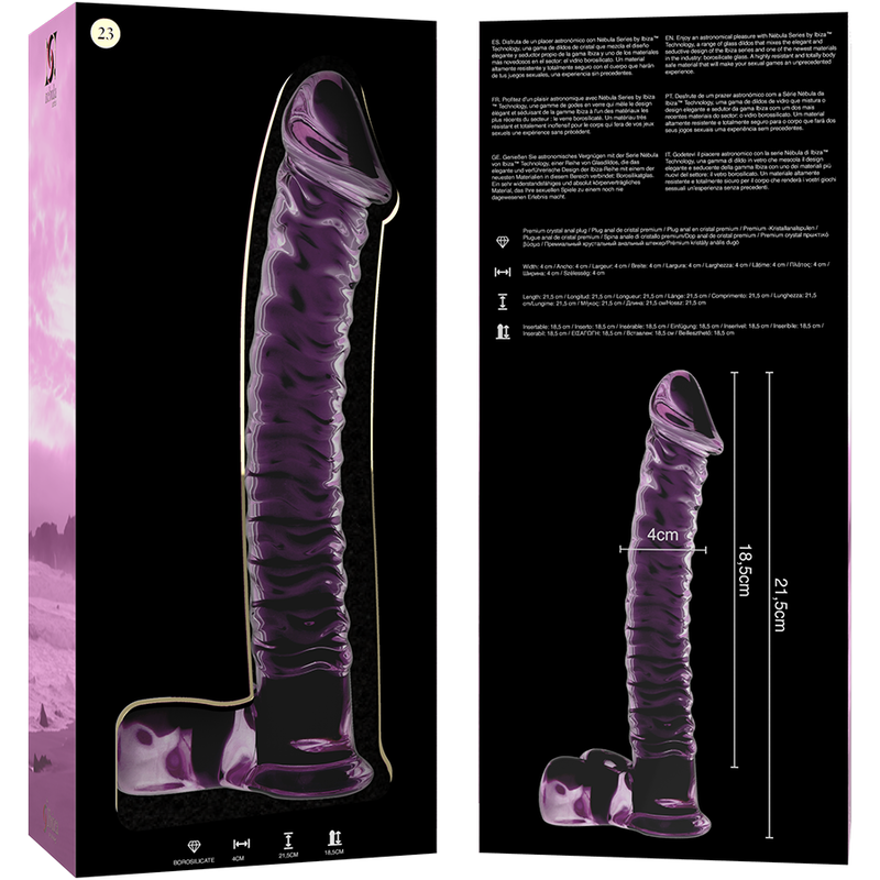 NEBULA SERIES BY IBIZA - MODELL 23 DILDO BOROSILIKATGLAS KLAR 21.5 CM -O- 4 CM