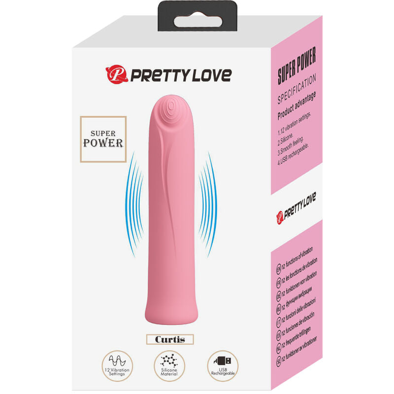 PRETTY LOVE - CURTIS MINI SUPER POWER VIBRATOR 12 ROSA SILIKONVIBRATIONEN