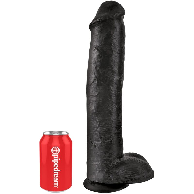 KING COCK - REALISTISCHER PENIS MIT EIER 34.2 CM SCHWARZ