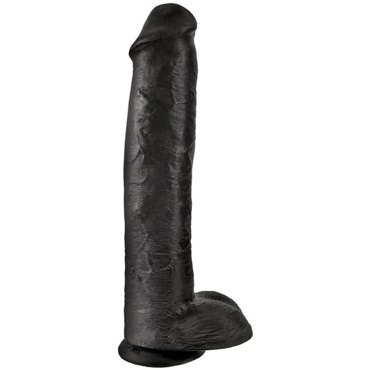 KING COCK - REALISTISCHER PENIS MIT EIER 34.2 CM SCHWARZ