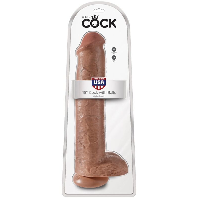 KING COCK - REALISTISCHER PENIS MIT KUGELN 34.2 CM KARAMELL