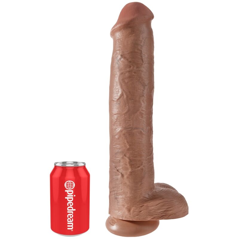 KING COCK - REALISTISCHER PENIS MIT KUGELN 34.2 CM KARAMELL