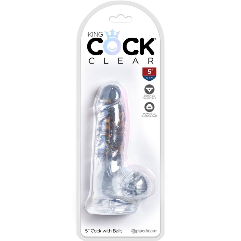 KING COCK - CLEAR REALISTISCHER PENIS MIT EIEREN 10.1 CM TRANSPARENT