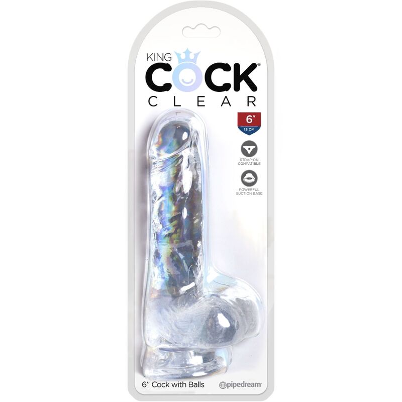 KING COCK - CLEAR REALISTISCHER PENIS MIT EIEREN 13.5 CM TRANSPARENT