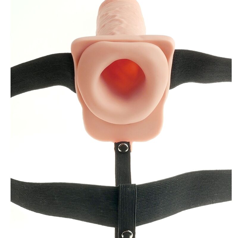 FETISH FANTASY SERIES - VERSTELLBARES GURT REALISTISCHER PENIS MIT WIEDERAUFLADBAREN BLLEN UND VIBRATOR 28 CM