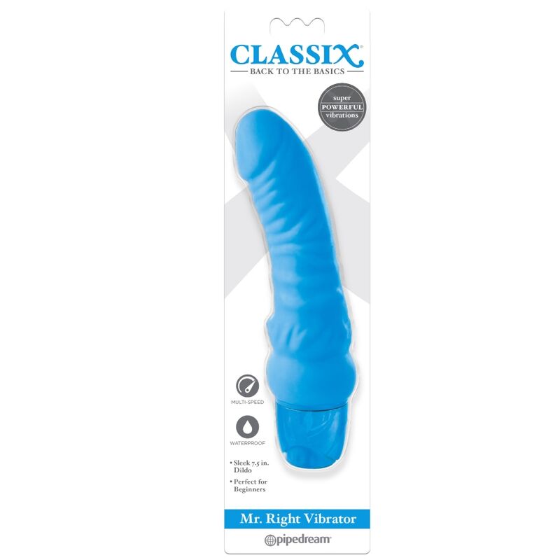 CLASSIX - VIBRIERENDER DILDO MR. RIGHT MULTI-SPEED 15,5 CM BLAU