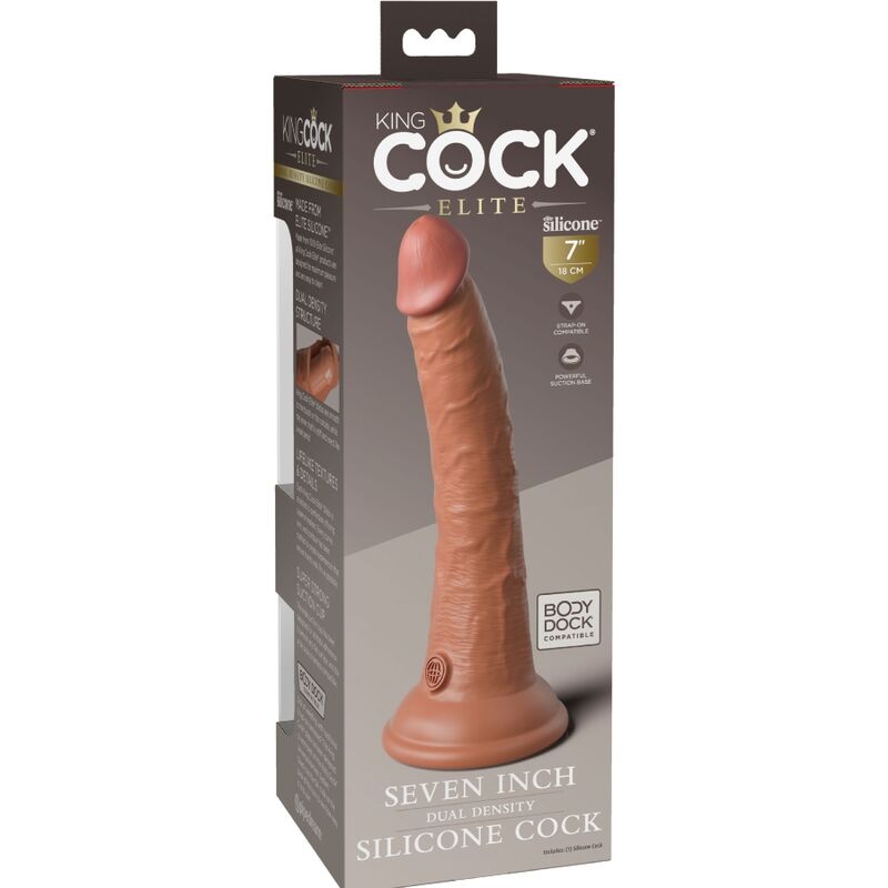 KING COCK - ELITE REALISTISCHER SILIKONDILDO 17.8 CM KARAMELL