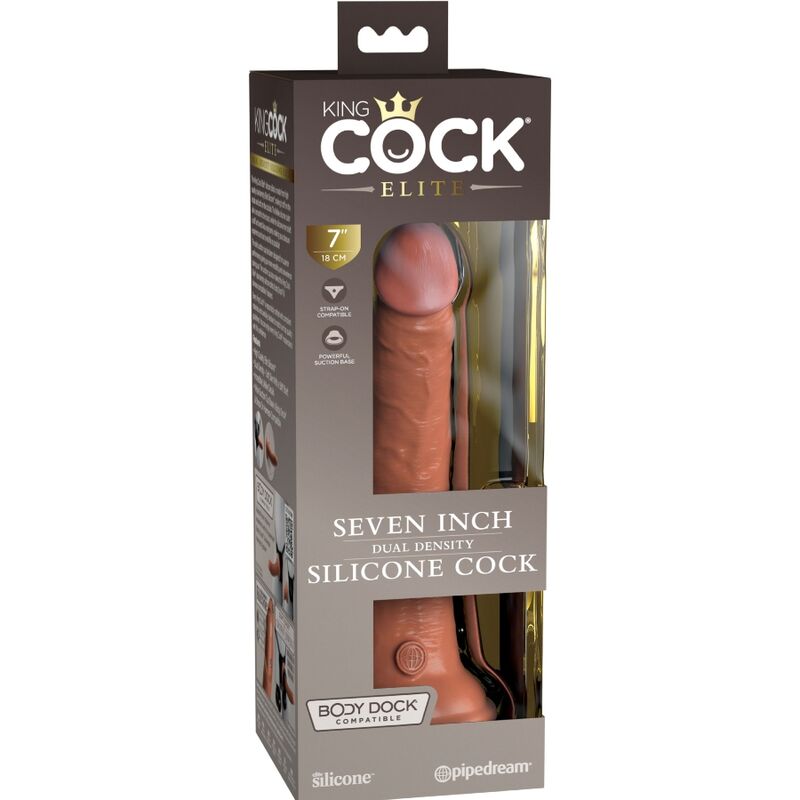 KING COCK - ELITE REALISTISCHER SILIKONDILDO 17.8 CM KARAMELL