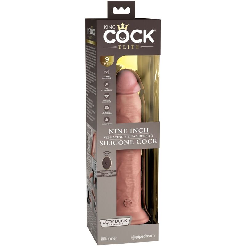 KING COCK - ELITE REALISTISCHER DILDO VIBRATOR & SILIKON FERNBEDIENUNG 23 CM