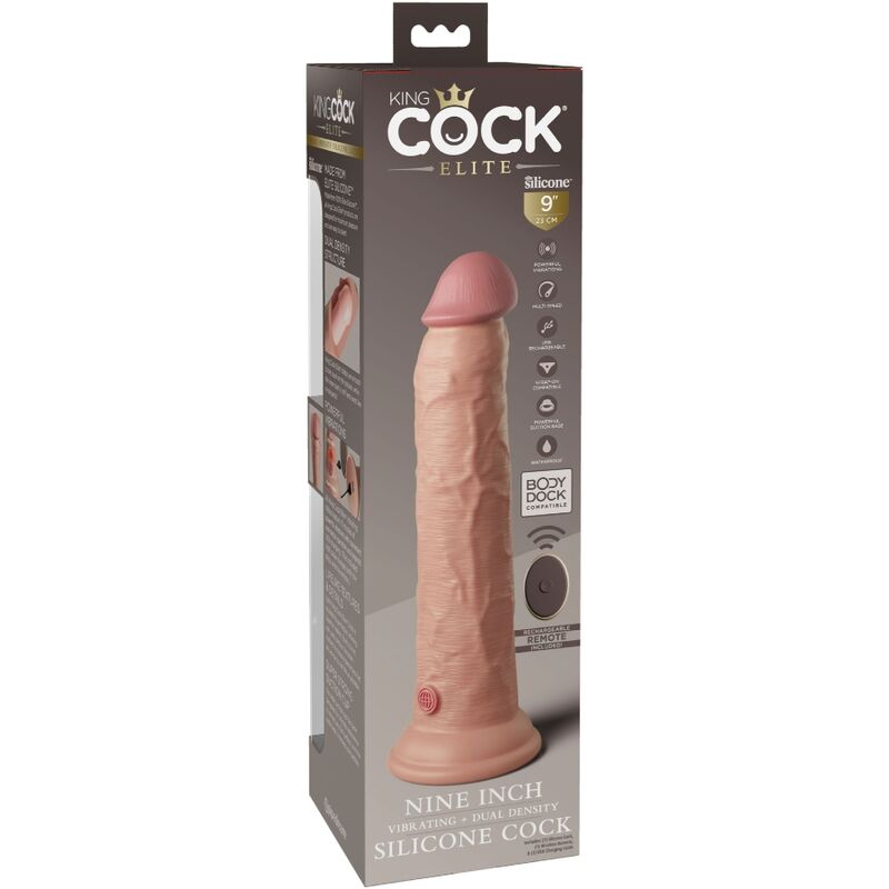 KING COCK - ELITE REALISTISCHER DILDO VIBRATOR & SILIKON FERNBEDIENUNG 23 CM