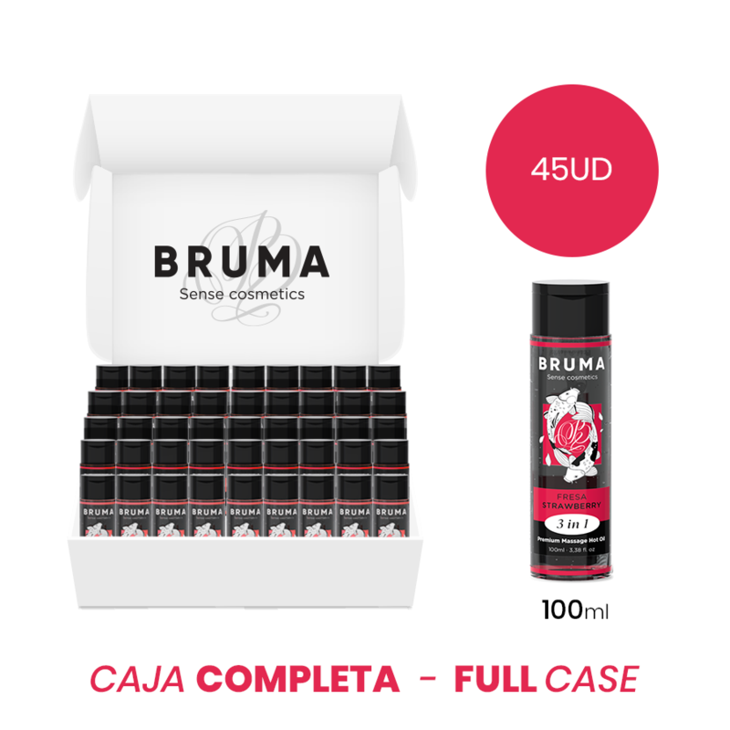 MOQ 45 - BRUMA PREMIUM-MASSAGEÖL MIT WÄRMEEFFEKT, ERDBEERE-GESCHMACK 3 IN 1 - 100 ML