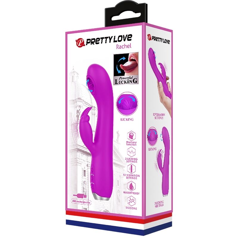 PRETTY LOVE - RACHEL WIEDERAUFLADBARER VIBRATOR MIT LILA SAUGER