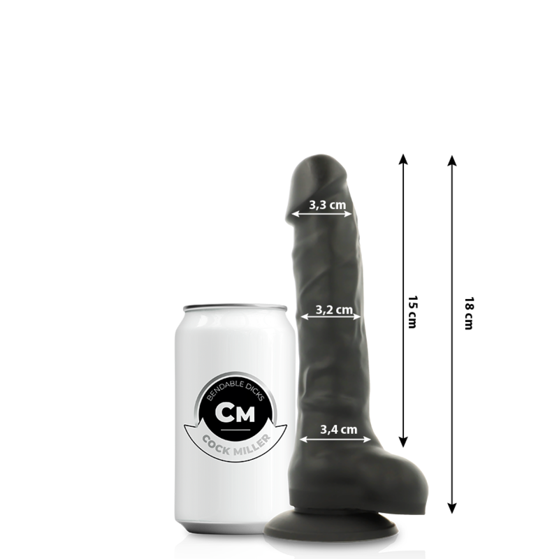 COCK MILLER - SILIKON DICHTE COCKSIL ARTIKULIERBAR SCHWARZ 18 CM