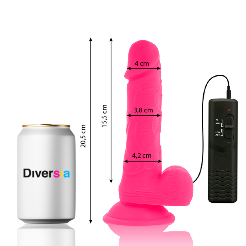 DIVERSIA - FLEXIBLER VIBRIERENDER DILDO ROSA 20.5 CM -O- 4.2 CM