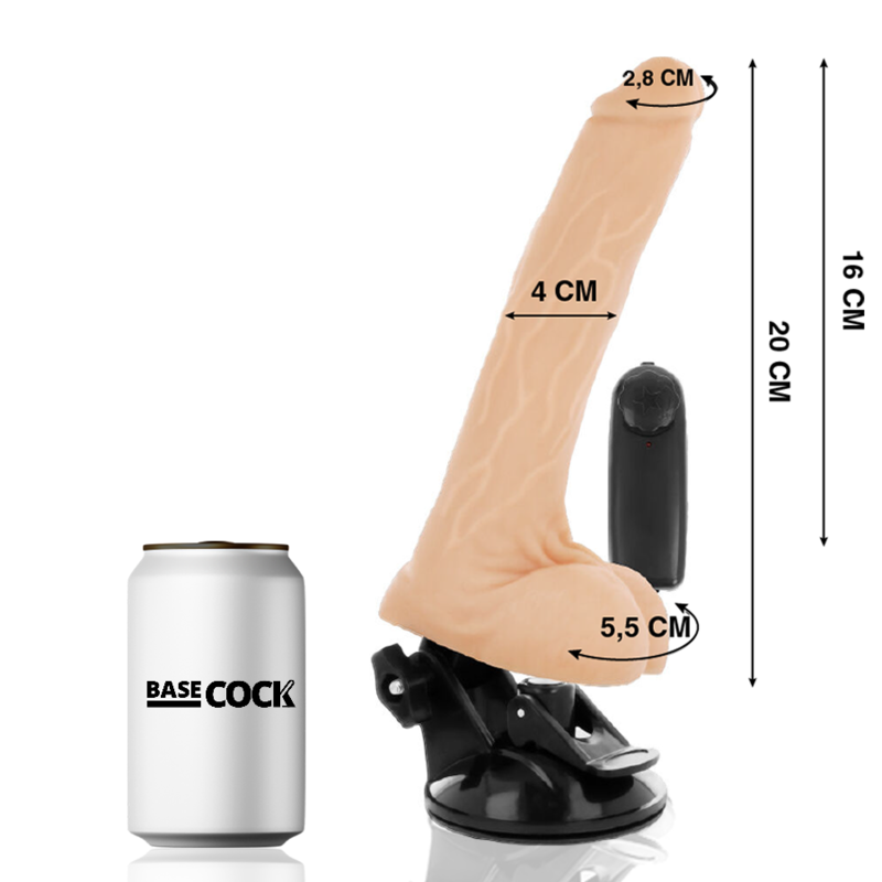 BASECOCK - REALISTISCHER VIBRATOR MIT FERNBEDIENUNG MIT HODEN 20 CM -O- 4 CM